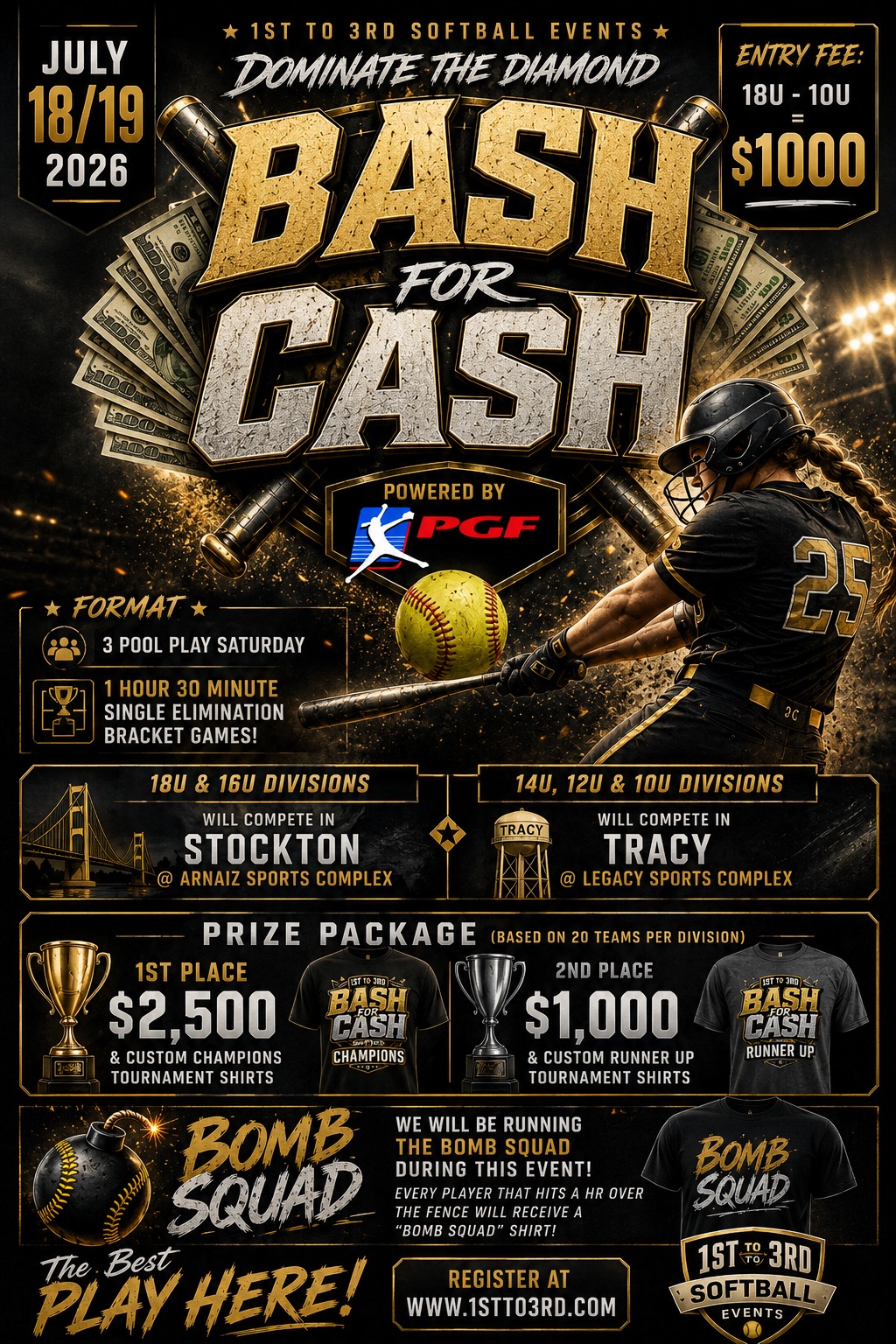 Bash for Cash softball tournament flyer