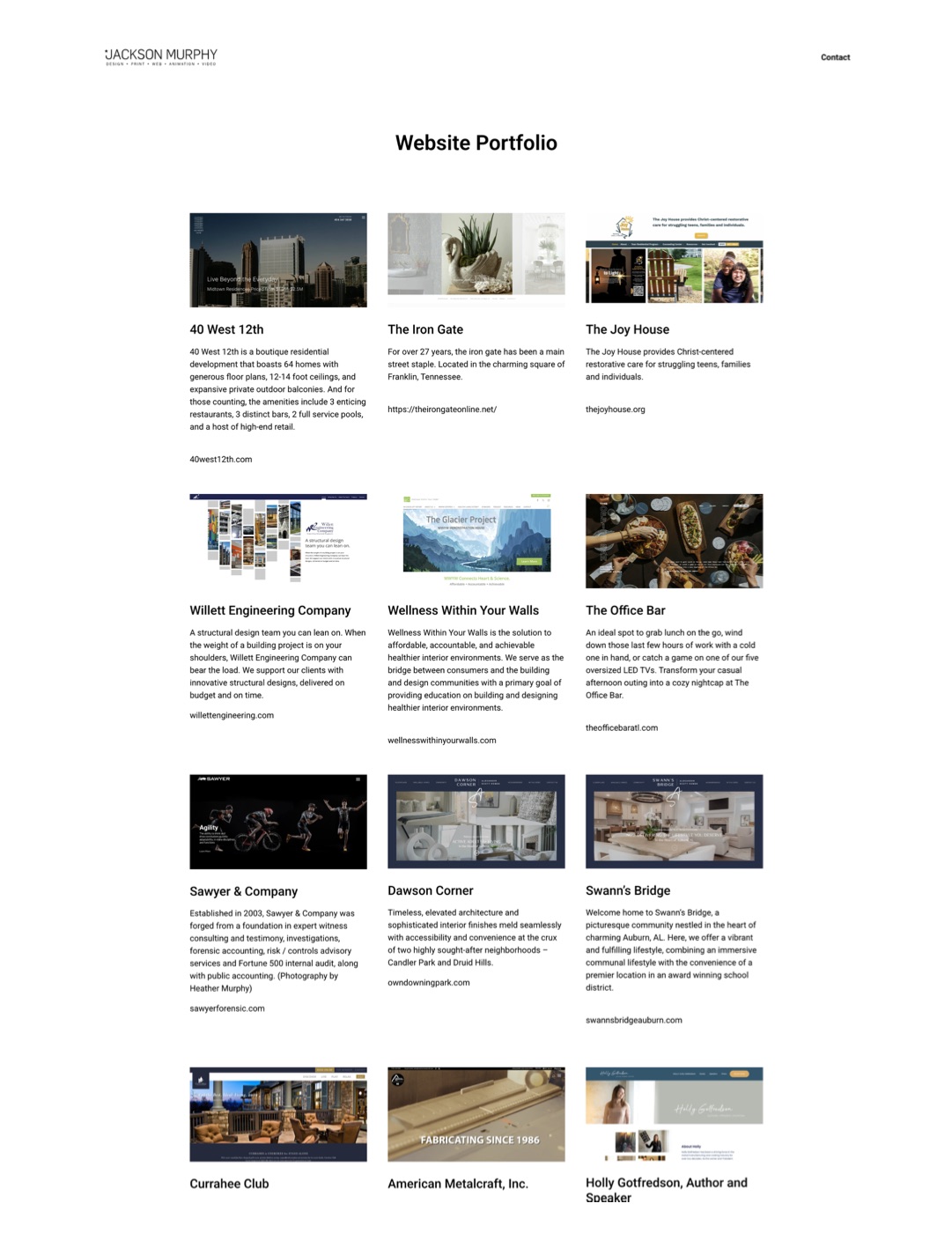 Website portfolio archive preview