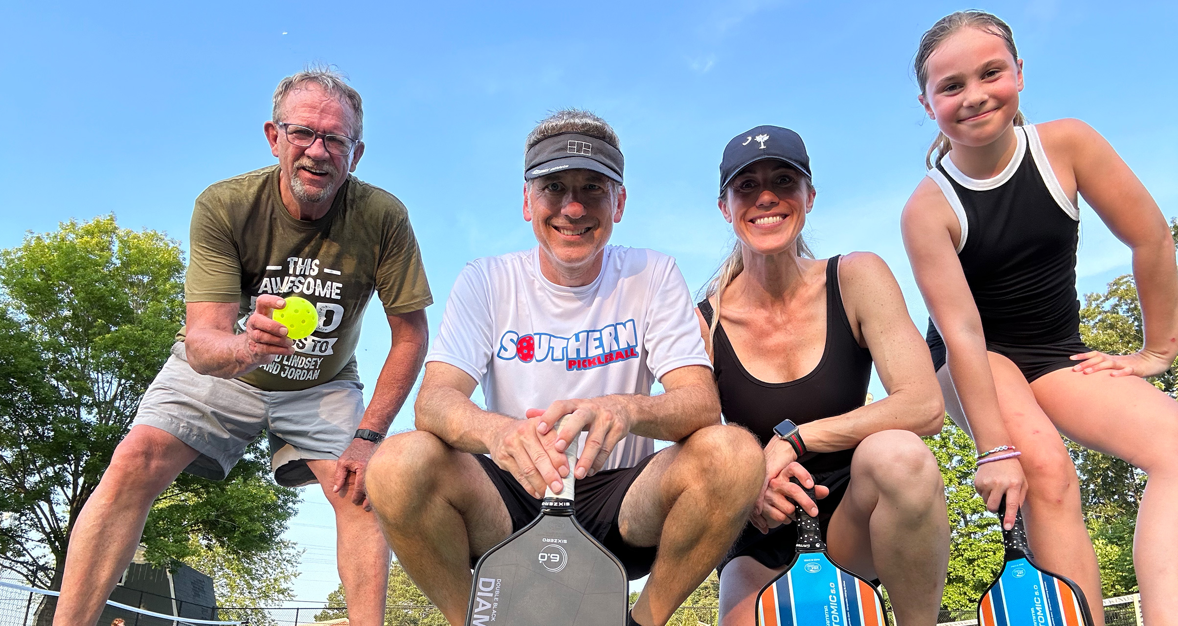 Pickleball students on court